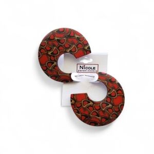 Nicole Purest Essence  Red and Black Hoop Earrings